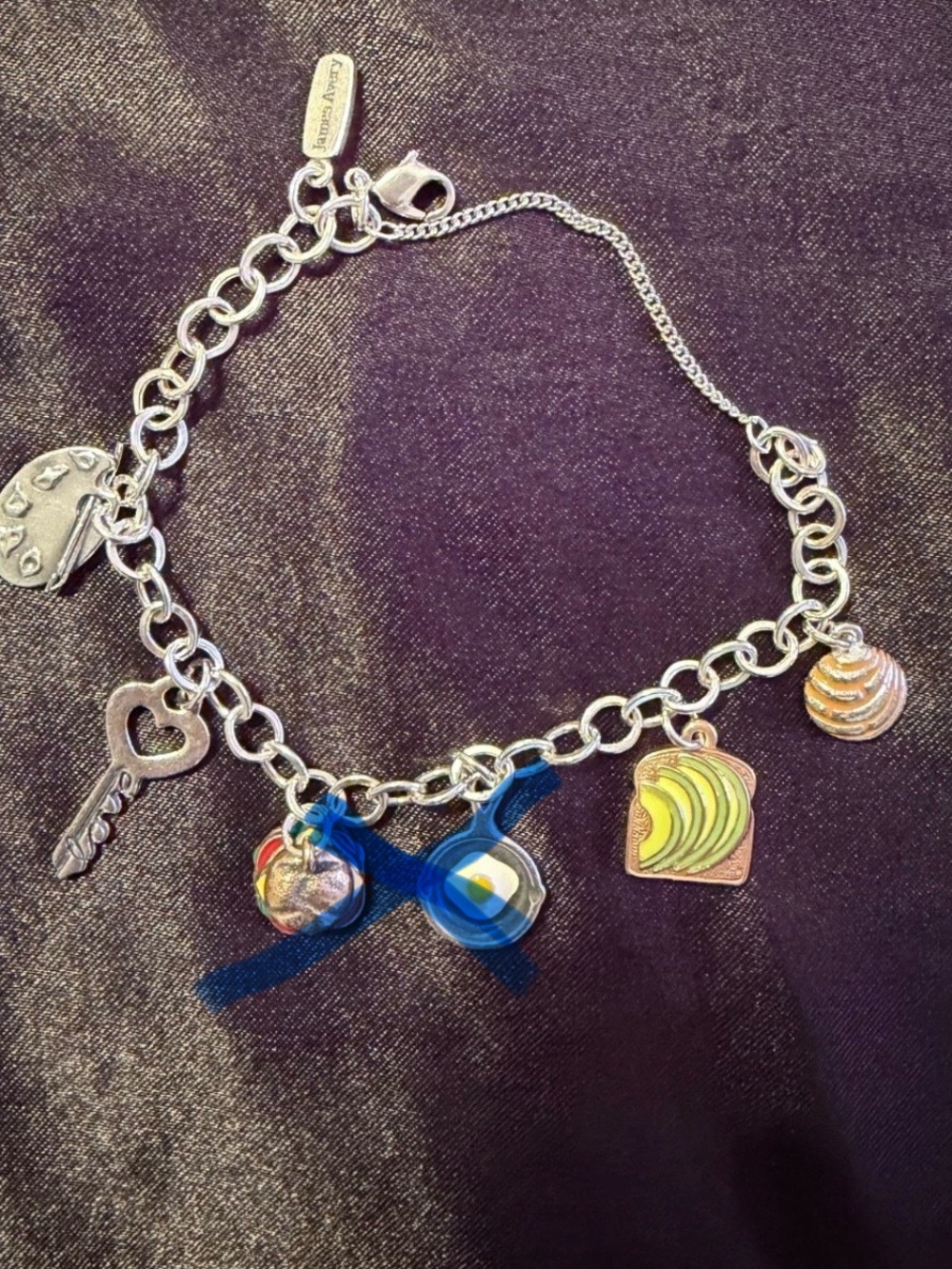 James Avery Silver Charm Bracelet with Yellow & Blue Enamel Accents